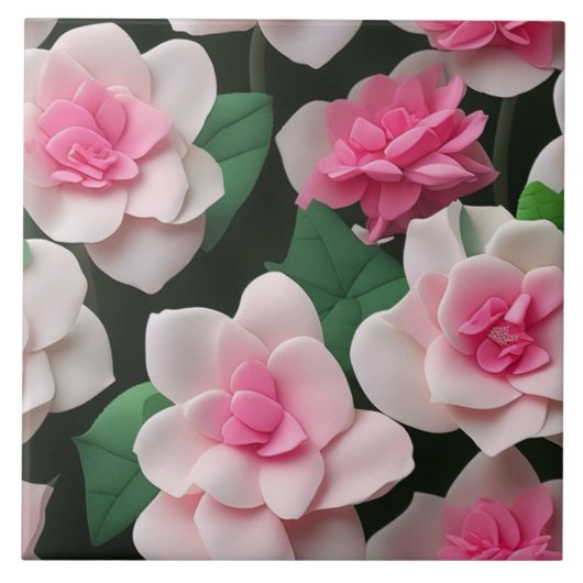 Carreau Joli motif fleuri rose boho (Devant)