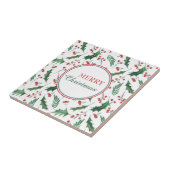 Carreau Joli Motif Holly Joyeux Noël (Côté)