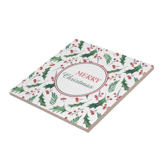 Carreau Joli Motif Holly Joyeux Noël (Côté)