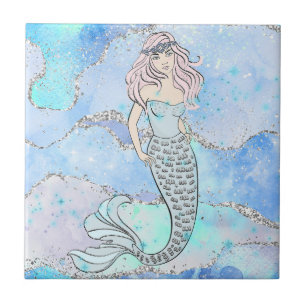 Carreau Joli Ocean Mermaid Blue Silver Parties scintillant