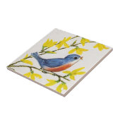 Carreau Joli Oiseau Bleu Chantant Branche d'Arbre (Côté)