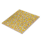 Carreau Joli orange jaune fleurs blanches motif (Côté)