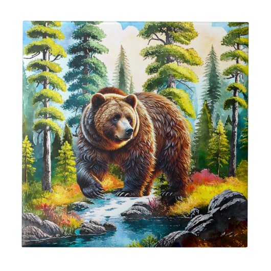 Carreau Joli ours brun de la forêt (Devant)