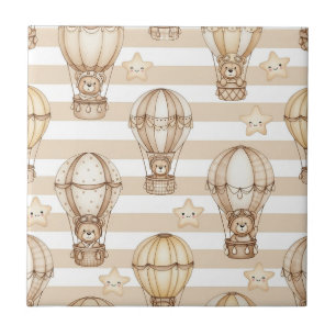 Carreau Joli ours en peluche montgolfière motif neutre 2