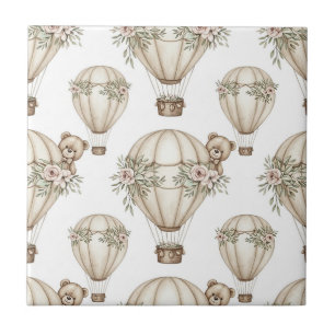 Carreau Joli ours en peluche montgolfière motif neutre 4