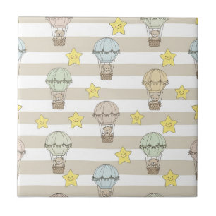Carreau Joli ours en peluche montgolfière motif neutre 6