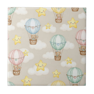 Carreau Joli ours en peluche montgolfière motif neutre 7