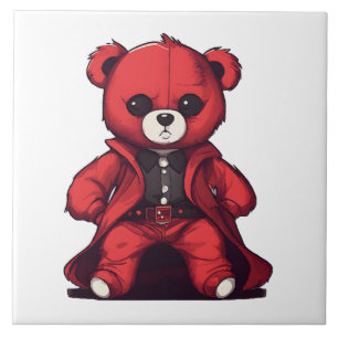 Carreau Joli ours en peluche rouge garçon