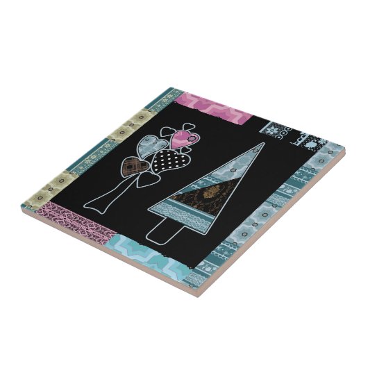 Carreau Joli patchwork quadrilting arbre formes abstraites (Côté)