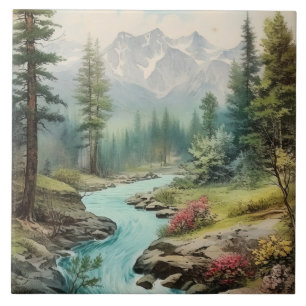 Carreau Joli paysage de lac de montagne 