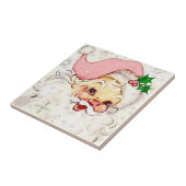 Carreau Joli Père Noël de Noël avec Casquette rose (Côté)