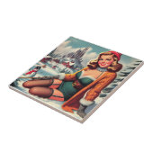 Carreau Joli pin-up rétro d'hiver (Côté)