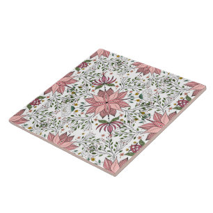 Carreau Joli Pink Floral Dooda Vintage Carrelage Art