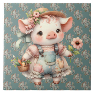 Carreau Joli Porcelet Pastel en Salopette Cottagecore