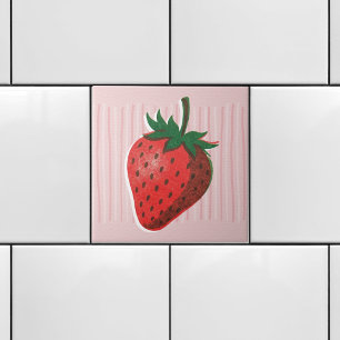 Carreau Joli Risographe Fraise Rose & Rayures