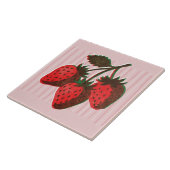 Carreau Joli Risographe Rose 3 Fraises & Rayures (Côté)