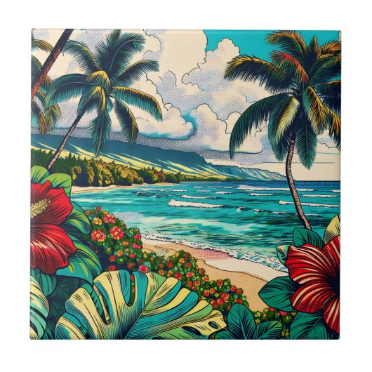 Carreau Joli thème Hawaiian Island (Devant)