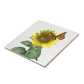 Carreau Joli tournesol jaune et papillon orange (Côté)