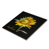 Carreau Joli tournesol jaune sur noir (Côté)