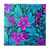 Carreau Joli violet et Turquoise bleu floral (Devant)