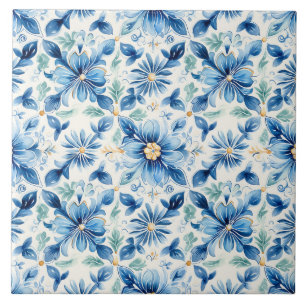 Carreau Jolie bleu et jaune floral Méditerranéen