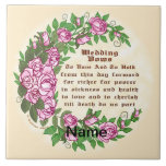 Carreau Jolie coutume Rose Vows de mariage<br><div class="desc">Belle tuile de Vows de Mariage Rose par ArtMuvz Illustration. Correspondant douche de nage Mariage personnalisable, réception, drap de répétition. Célébrez votre amour avec style avec nos designs mariages, Parfait pour la mariée, mariée, mariage et invités. Vous pouvez personnaliser avec vos noms ou votre date de mariage. Idéal pour les...</div>