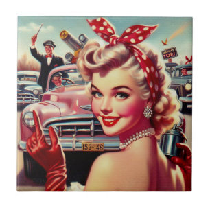 Carreau Jolie fille Vintage des années 1950