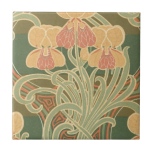 Carreau jolie fleurs oranges design Art nouveau