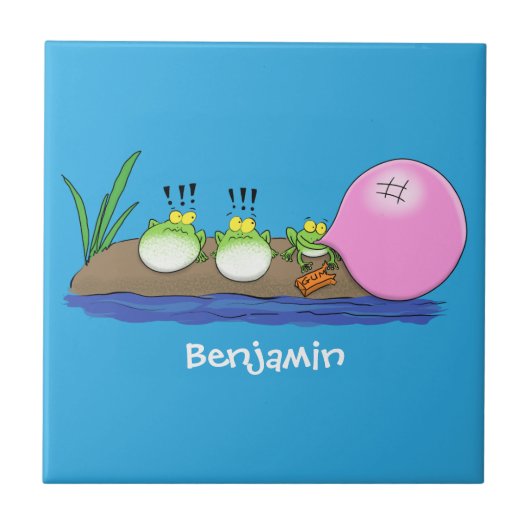 Carreau Jolie grenouilles drôles bubblegum dessin animé il (Devant)