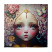 Carreau Jolie poupée fille cheveux roses (Devant)