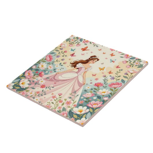 Carreau Jolie princesse avec papillons (Côté)
