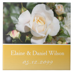 Carreau Jolie rose blanche fleur mariage anniversaire