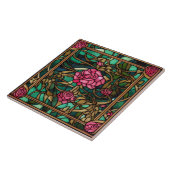Carreau Jolie Rose floral de style Verre Rasé (Côté)