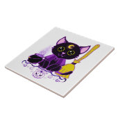 Carreau Jolie sorcière de chat noir d'Halloween (Côté)