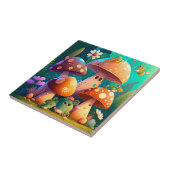 Carreau Jolis champignons et fleurs insectes vert (Côté)