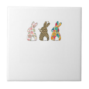 Carreau Jolis lapins de Pâques Léopard Bunny et Flower Bun