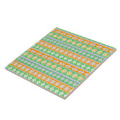 Carreau Jolis motifs ethniques orange et vert (Côté)