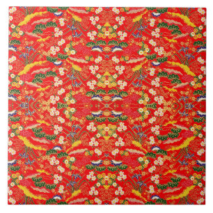 Carreau Jolis motifs floraux japonais colorés