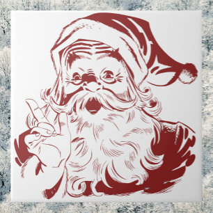 Carreau Jolly Santa Claus dans Red Fun Retro Joyeux Noël