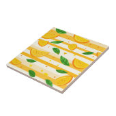 Carreau Jouer Motif de tranche orange avec Feuilles verts (Côté)