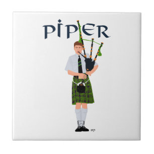 Carreau Joueur de cornemuse - Kilt vert