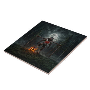 Carreau Joueur de football loup-garou Halloween Horreur Ar
