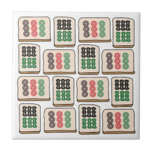 Carreau Joueurs de Mahjong amateurs de stratégie chanceuse