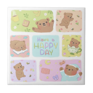 Carreau Jouez Un Joyeux Jour : Joli Teddy Bear Illustratio