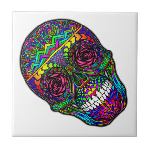 Carreau Jour de crâne de sucre de l'art coloré