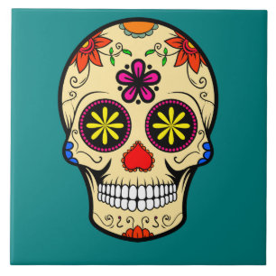 Carreau Jour de crâne de sucre de Teal mort