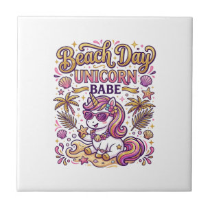 Carreau Jour de plage licorne bébé licorne stylée Zazzle c