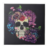Carreau Jour du crâne mort avec des fleurs (Devant)