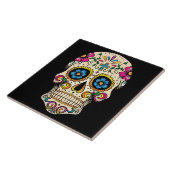 Carreau Jour du crâne mort de sucre avec la croix (Côté)