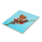 Carreau Jour rouge de la grenouille d'arbre morte de crâne (Côté)